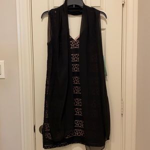 Scarlett Black & Nude Sleeveless Dress with Scarf